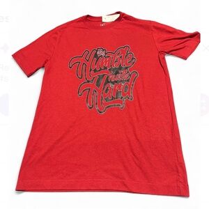 Red and black cotton Hustle Hard streetwear shirt #streetwear